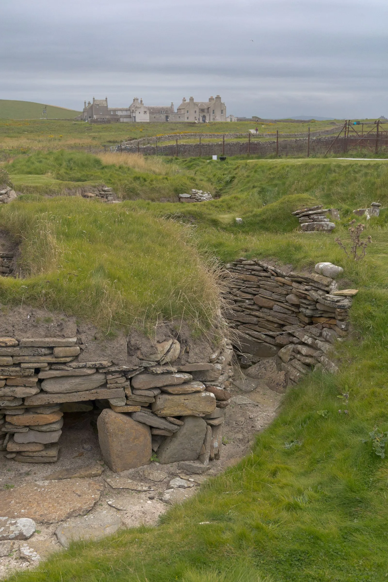 Stone walls of a Neolithic house at Skara Brae