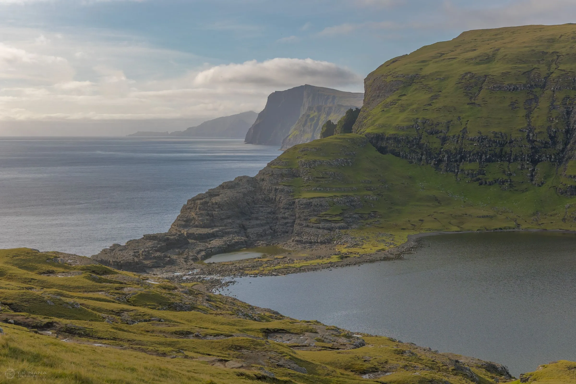 Sørvágsvatn and the cliffs of Vágar from above